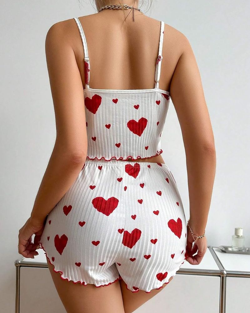 Sweetheart Ribbed Cami & Shorts PJ Set