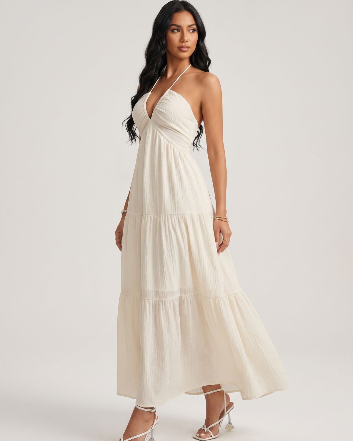 Women's Sleeveless Backless V-Neck Dress for Beach & Vacation