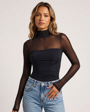 Turtle Neck Long Sleeve Shapewear Bodysuit