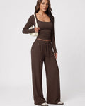 Square Neck Crop Top & Wide Leg Pants Set