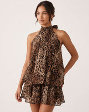 Chiffon Halter Neck Rygløs Minikjole | Ferie stil