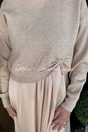 Knit Sweater & Satin Ruched Midi Dress Two-Piece Set