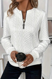 Women's Casual Zip-Up Sweatshirt with Round Neck