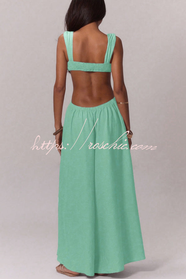 Women's Wide-Leg Jumpsuit – Square Neck Sleeveless Loose Fit