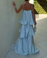 Three-Layer Ruffle Maxi Dress