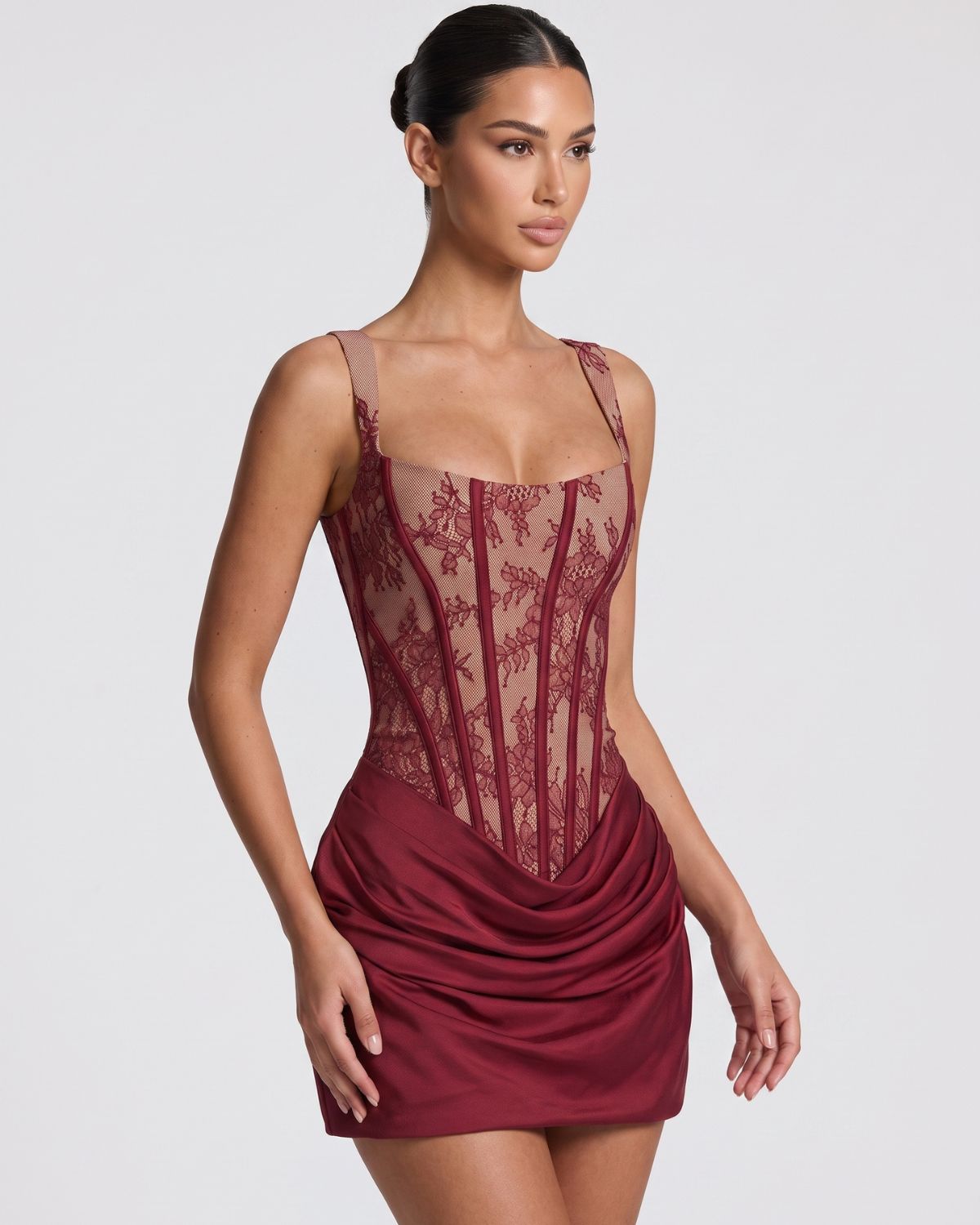 Rose Lace Corset Mini Dress