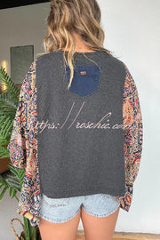 Ethnic Print Batwing Sleeve Loose Top | One Size