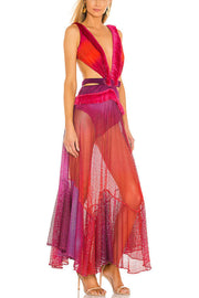 Sheer Mesh Lace Ankle-Length Beach Skirt – Loose Fit