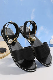 Pearl Buckle Roman Sandals with Flat Bottom – Vacation Style