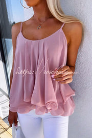 Ruffle Hem Flowy Cami Top – Loose Fit Sleeveless
