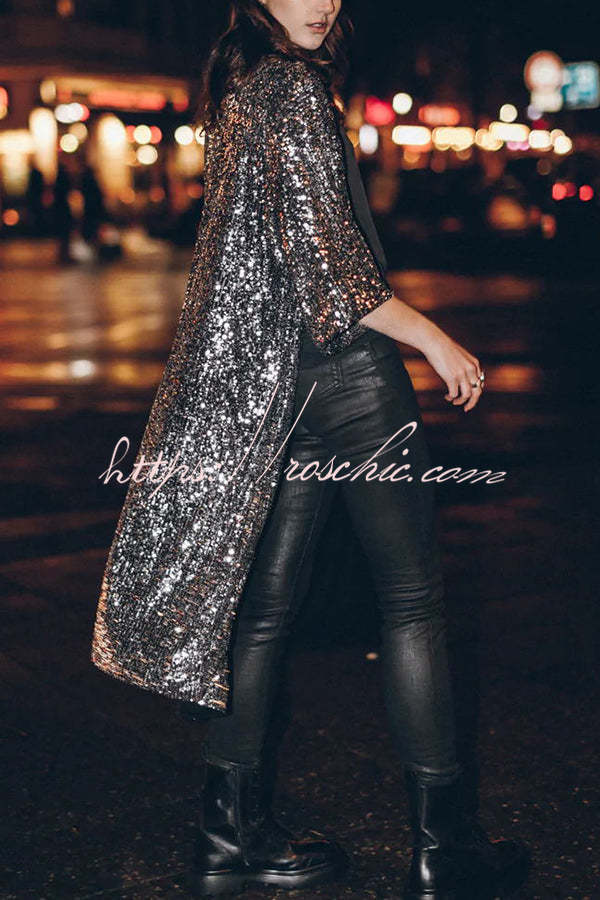 Kimono à manches cloche à sequins | Dissimulation de soirée disco