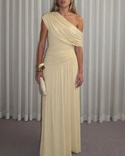 One-Shoulder Ruched Maxi Dress
