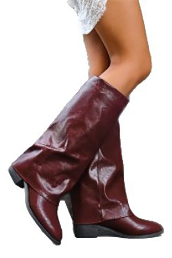 Retro Pointed-Toe Slouch Boots for Women