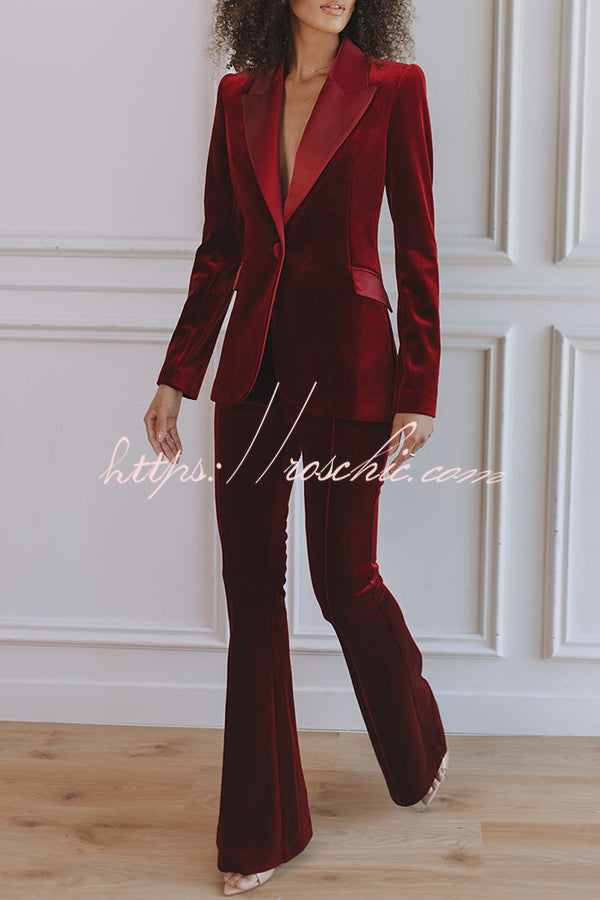 Velvet High Rise Flare Pants with Elastic Waist