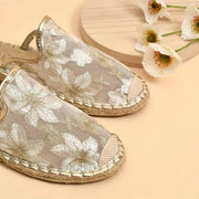 Linen Woven Flat Slippers – Round Toe Casual Slide