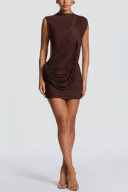 Sleeveless Backless Mini Dress with Ribbon Detail, Slim Fit