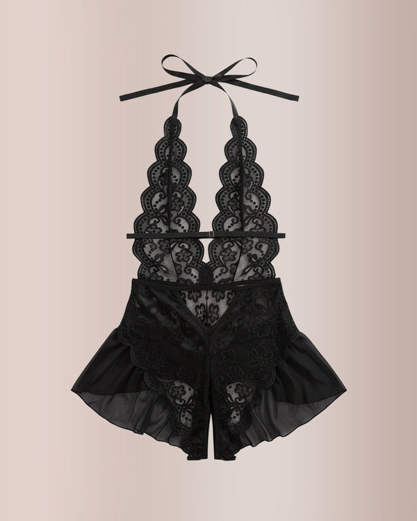 Women's Lace Teddy Seamless Push-Up Bodysuit Nightgown