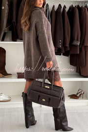 Women's Knit Turtleneck Sweater – Relaxed Loose Fit
