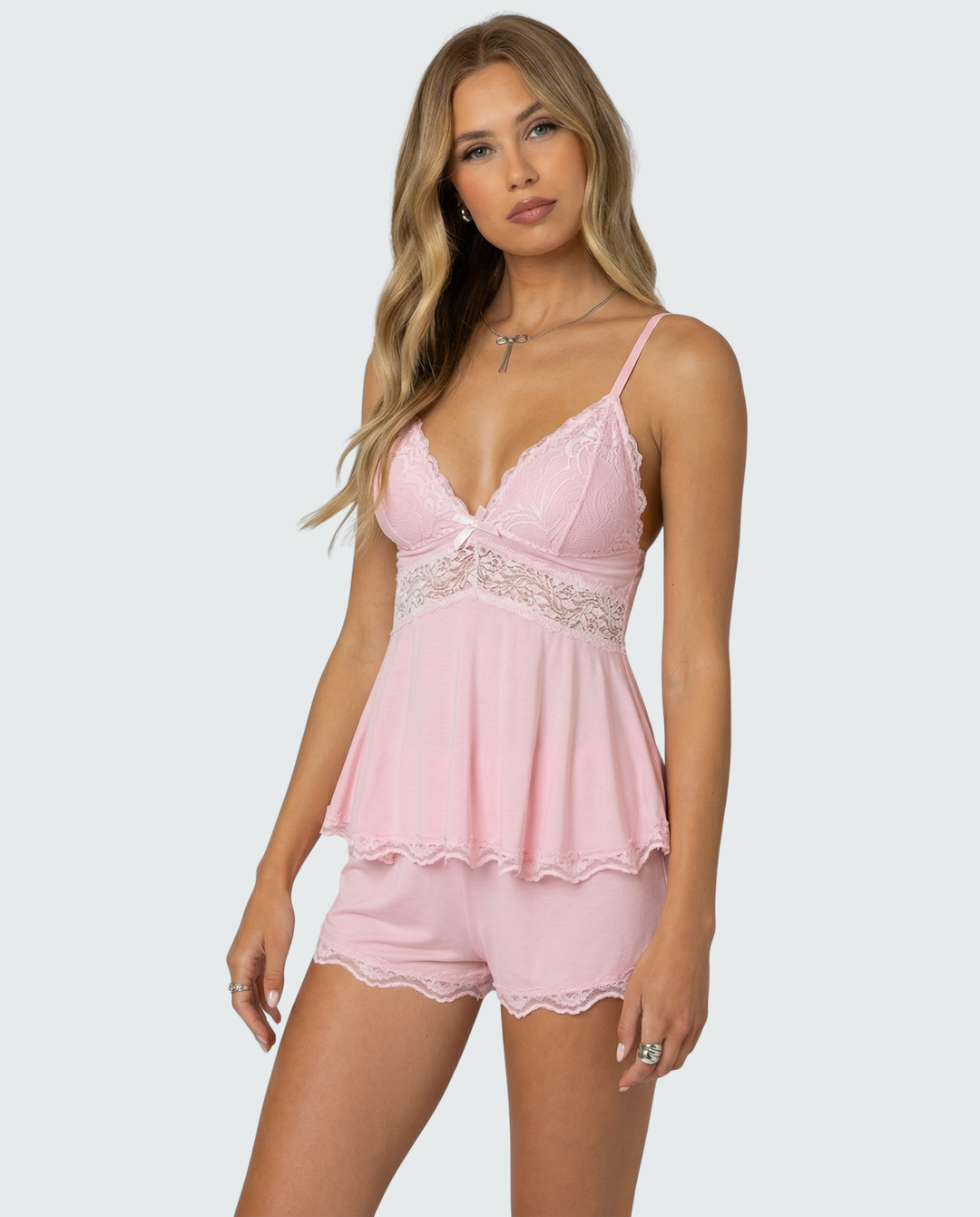 Lace-Trim Cami & Shorts Pajama Set