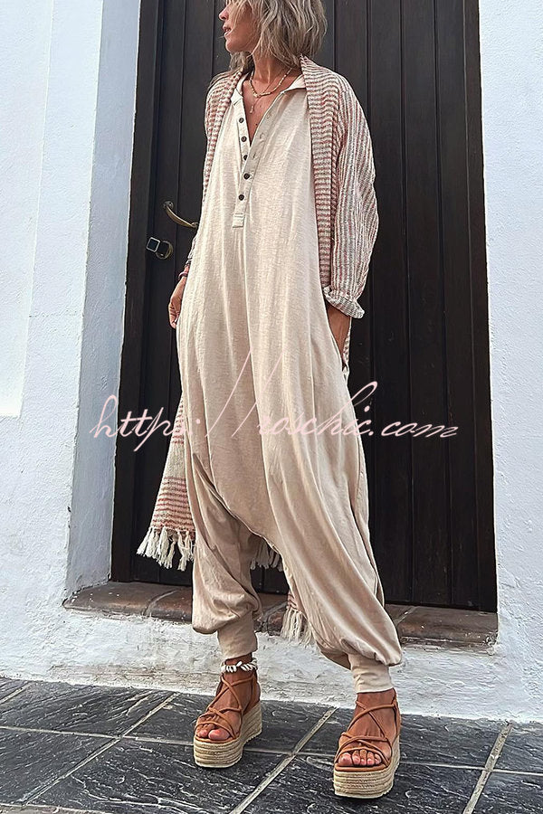 Sleeveless Hooded Cotton Blend Jumpsuit with Pockets