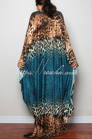 Printed Batwing Sleeve Loose Maxi Dress for Vacation