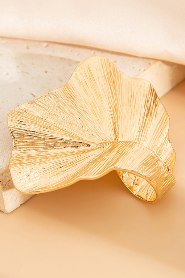 Bague en alliage en forme de feuille de Ginkgo en or et argent