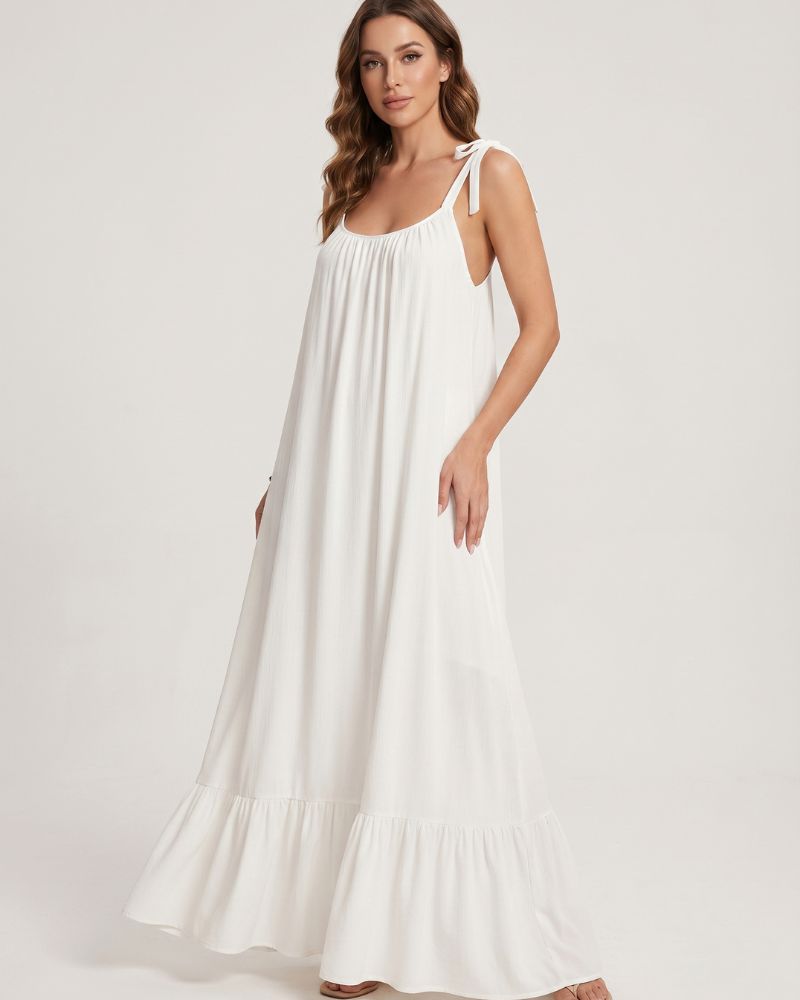 Ruched U-Neck Cami Maxi Dress
