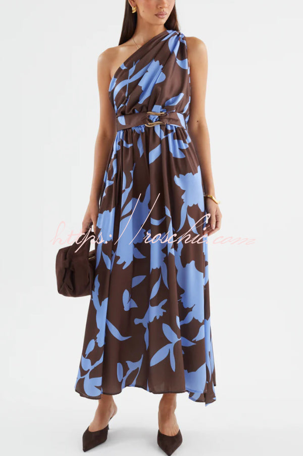 Printed One-Shoulder Maxi Dress – Vacation Casual Style