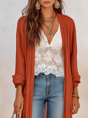 Clay Open-Front Maxi Cardigan for Vacation & Resort Wear