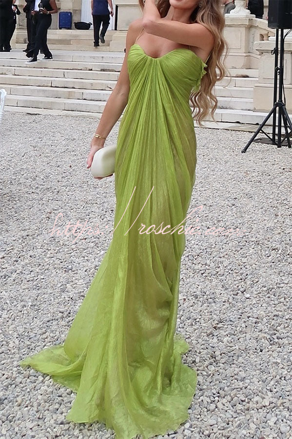 Pleated Lace-Up Open Back Maxi Dress – Party & Vacation