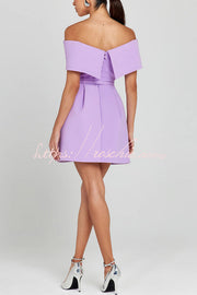 Off-the-Shoulder Mini Dress with Pockets & Removable Belt