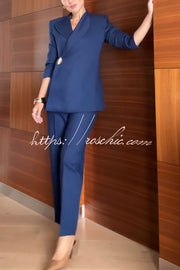 High Waist Straight Leg Pants with Pockets