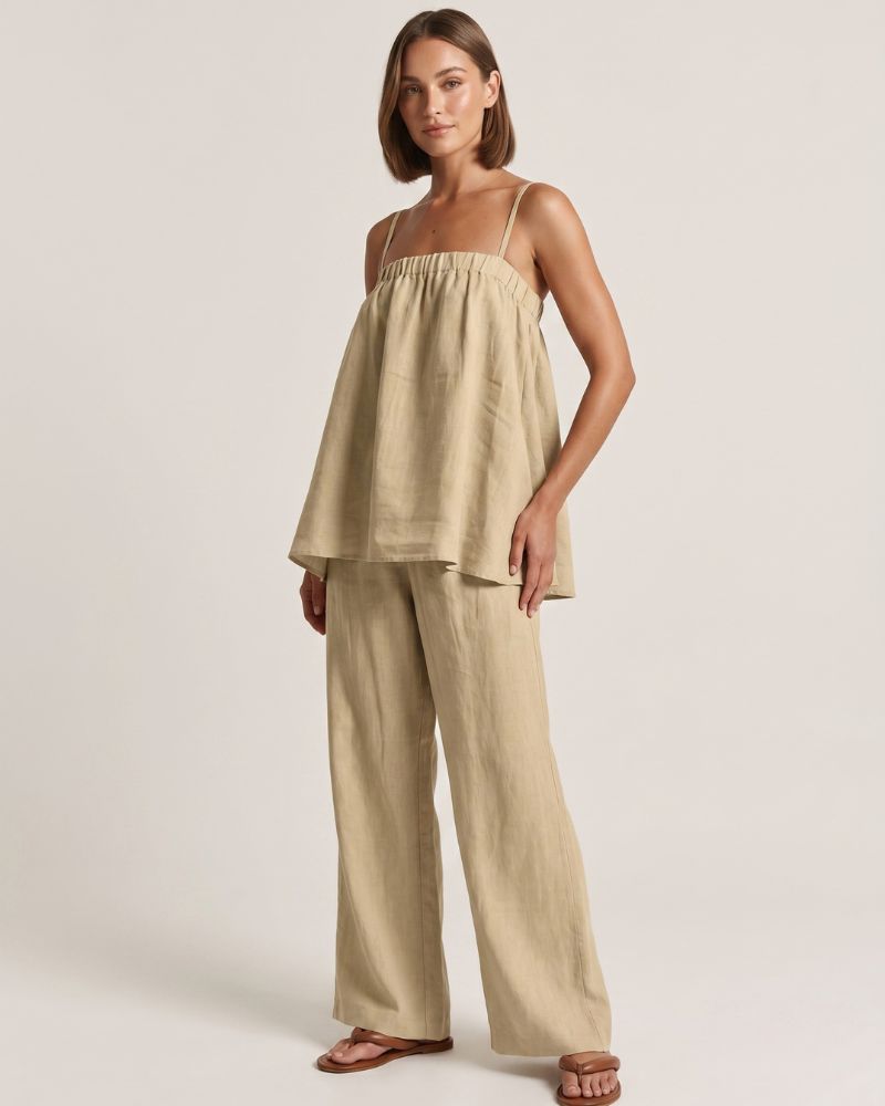 Puff Cami & Wide-Leg Pants Set