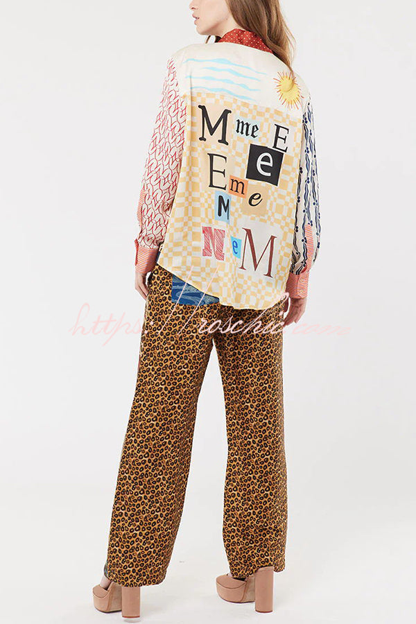 Tiger Print Long Sleeve Shirt and Pants Set – Loose Fit