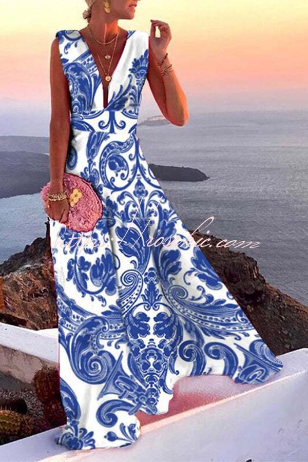 V-Neck Sleeveless Maxi Dress for Party & Vacation