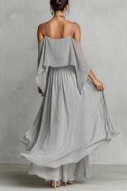 Chiffon Off-Shoulder Camisole & Wide-Leg Pants Set