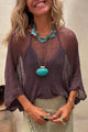 Mesh Long Sleeve Beach Cover-Up Top | Sheer Vacation Blouse