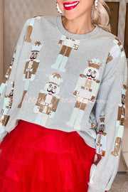 Christmas Nutcracker Printed Loose Sweatshirt