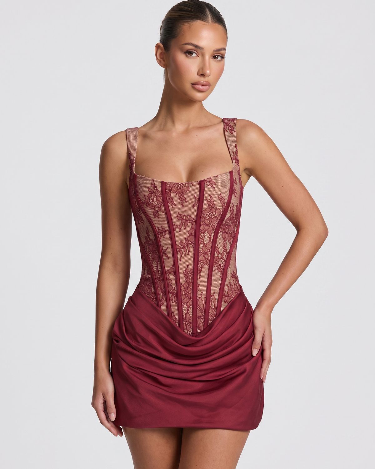 Rose Lace Corset Mini Dress