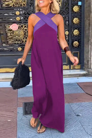 Sleeveless Off-Shoulder Backless Loose Maxi Dress