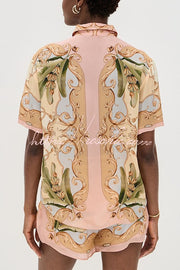 Printed Button-Up Short Sleeve Shirt & Shorts Set