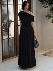 Women's One Shoulder Dress, Elegant Solid Color Dress for Party Club Dating Wear, Ladies Summer Clothes