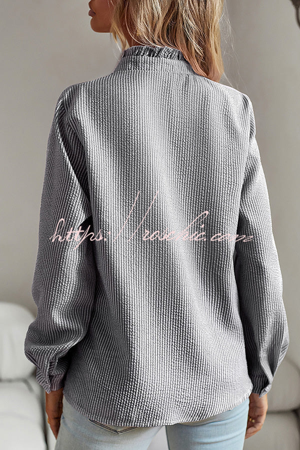 Chemise boutonnée à manches longues pour femmes, haut ample et décontracté