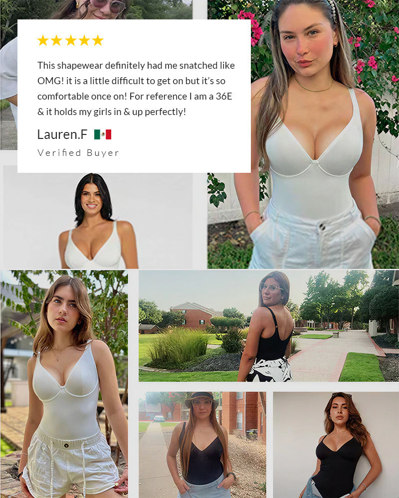 V Neck Bodysuit Shapewear with Tummy Control – Tank Style