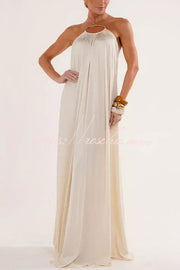 Metal Chain Halter Backless Maxi Dress – Vacation A-Line