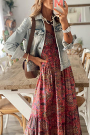 Paisley Maxi Dress – V-Neck Short Sleeve Vacation Dress