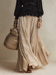 Black and Cream Two-Piece Skirt Set for Vacation