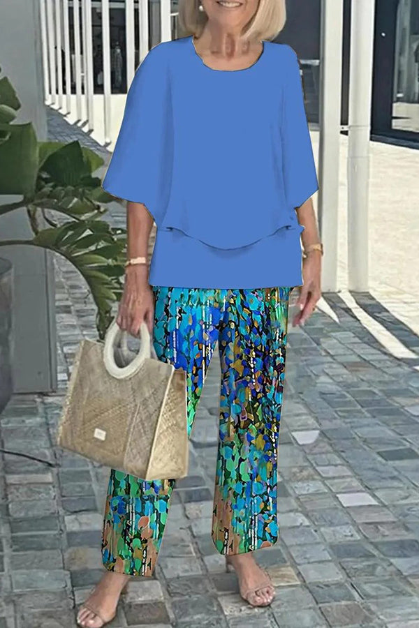 Women's Casual Loose Top and Straight Pants Set
