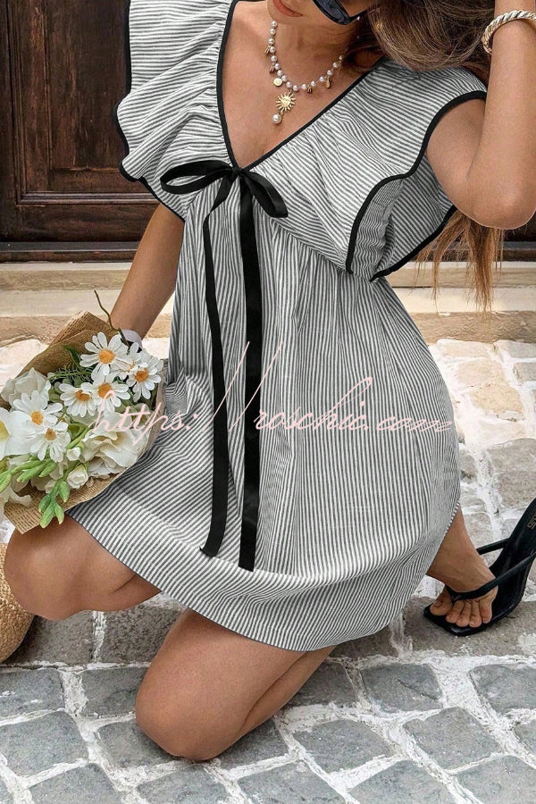 Striped Sleeveless V-Neck Mini Dress – Loose Fit Vacation
