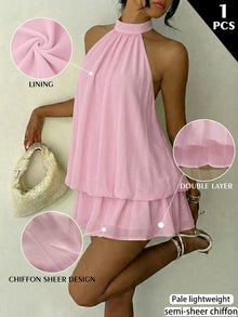 Duniii Halter Tie-Back Mini Dress